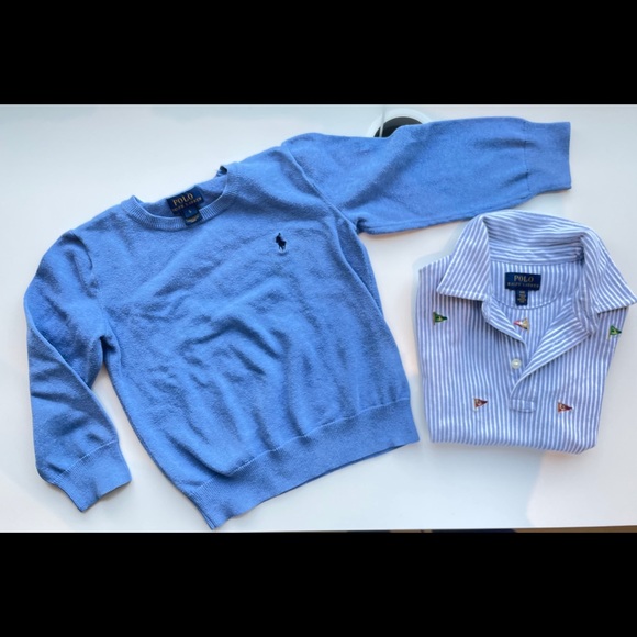 Polo ralph BOYS Bundle 4t Striped Polo/ 5t Sweater - Picture 1 of 5
